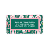 かわいい醜いセーターピンクと緑のクリスマス ラベル (正面)