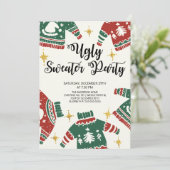 かわいい醜いセーター冬のパーティー 招待状 (スタンド正面)