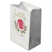 かわいい醜いセーター冬の赤任意の年齢誕生日 ミディアムペーパーバッグ (裏面アングル)