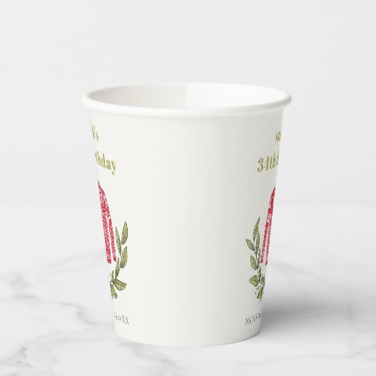 かわいい醜いセーター冬の赤任意の年齢誕生日 紙コップ (左)