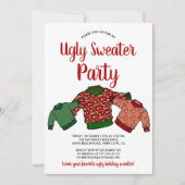 かわいい醜いセーター冬キャンディーケーンホリデーパーティー 招待状 (正面)