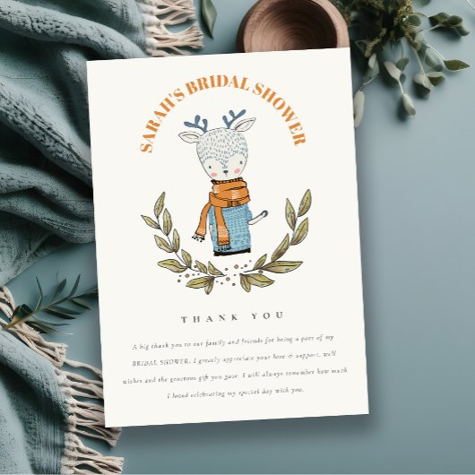 かわいい醜いセーター冬トナカイブライダルシャワー サンキューカード