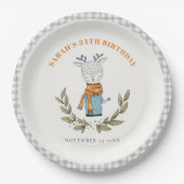 かわいい醜いセーター冬トナカイ任意の年齢誕生日 ペーパープレート (正面)