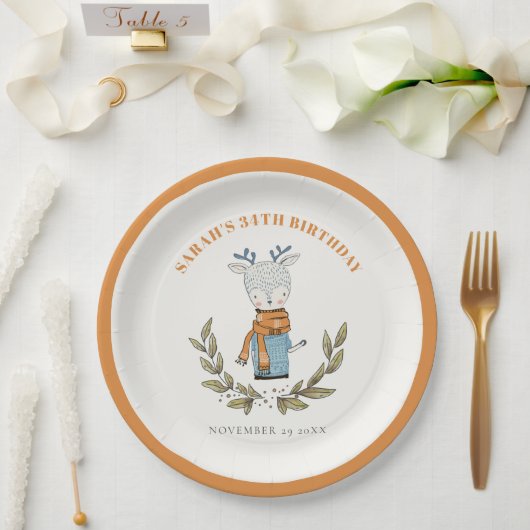 かわいい醜いセーター冬トナカイ任意の年齢誕生日 ペーパープレート (ウェディング)