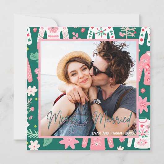 かわいい醜いセーター初めてのクリスマス 結婚した シーズンカード (正面)