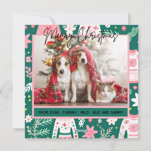 かわいい醜いセーター初めてのクリスマス 結婚した シーズンカード (裏面)