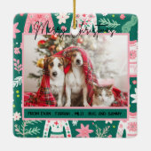 かわいい醜いセーター初めてのクリスマス 結婚した セラミックオーナメント (裏面)