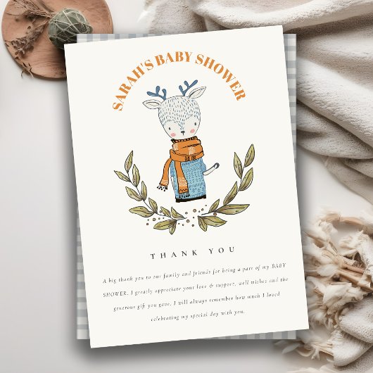 かわいい醜いセーター葉トナカイ赤ちゃんシャワー サンキューカード