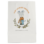 かわいい醜いセーター葉トナカイ赤ちゃんシャワー ミディアムペーパーバッグ (裏面)