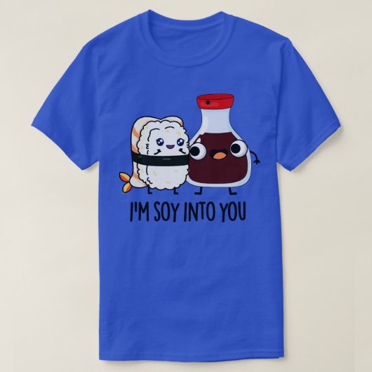 かわいい醤油プリンに大豆を入れる Tシャツ (デザイン正面)