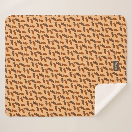 かわいい重ね魚のおやつり柄 – 猫の名前 シェルパブランケット (正面(横))