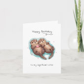 かわいい重要なオッターシーアニマルプニー誕生日 カード (正面)