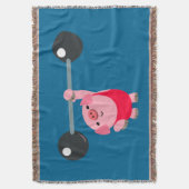 かわいい重量挙げマンガ豚 スローブランケット (正面縦)