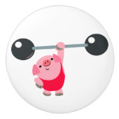 かわいい重量挙げマンガ豚 セラミックノブ (正面)