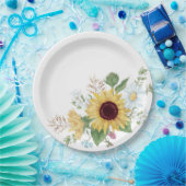 かわいい野の花たち　ヒマワリとデイジー ペーパープレート (パーティー)