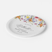 かわいい野の花と蝶 花のブライダルシャワー ペーパープレート (アングル)