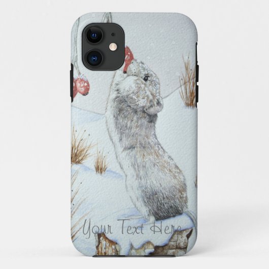 かわいい野ネズミの冬の雪景色 Case-Mate iPhoneケース (裏面)