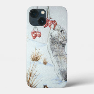 かわいい野ネズミの冬の雪景色 iPhone 13 MINIケース