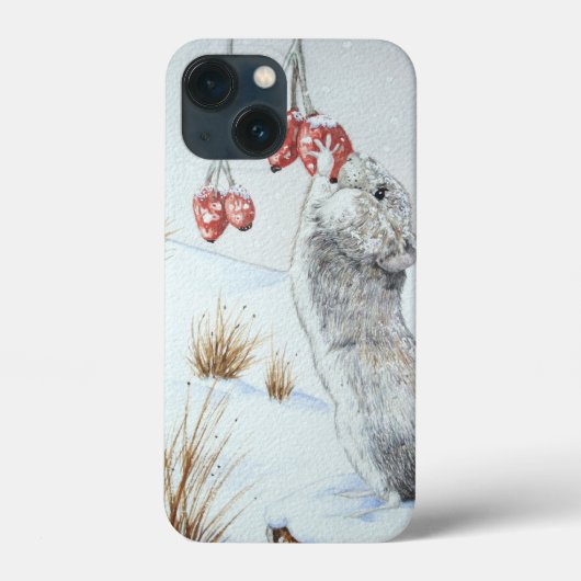 かわいい野ネズミの冬の雪景色 Case-Mate iPhoneケース (裏面)