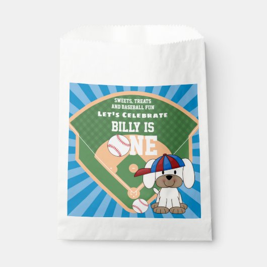 かわいい野球おもしろい子犬1日の誕生日 フェイバーバッグ (正面)