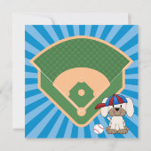 かわいい野球おもしろい子犬1日の誕生日 招待状 (裏面)