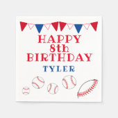 かわいい野球のバンティンフラッグボール男の子の誕生日パーティー スタンダードカクテルナプキン (正面)