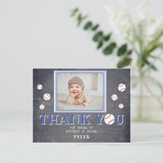かわいい野球のブラックボード誕生日写真ありがとうございます ポストカード (スタンド正面)