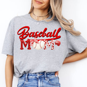 かわいい野球の母ゲームデーモダン応援母 Tシャツ