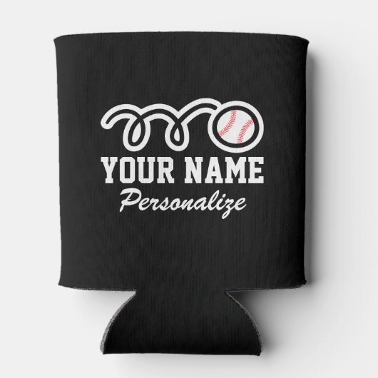 かわいい野球の漫画名前をカスタムする誕生日ギフト 缶クーラー (裏面)