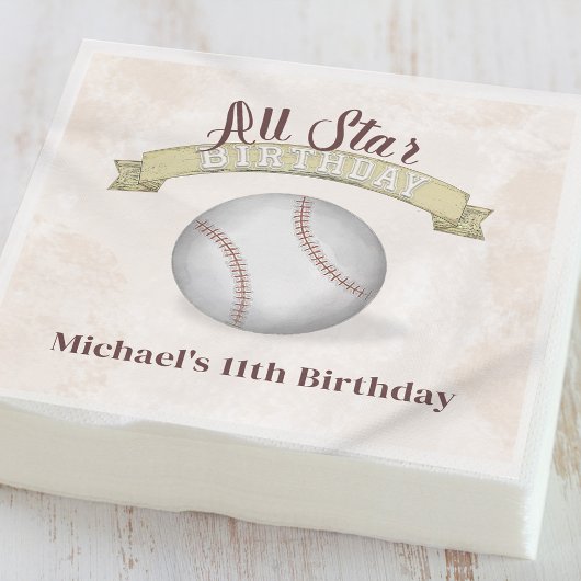 かわいい野球の誕生日パーティカスタムー スタンダードカクテルナプキン