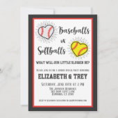 かわいい野球やソフトボールの性別が明らかになる 招待状 (正面)