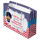 かわいい野球アフリカンアメリカンボーイ誕生日 ラージペーパーバッグ (裏面アングル)