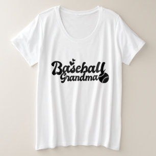 かわいい野球スポーツおばあちゃんのワードアート プラスサイズTシャツ