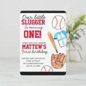 かわいい野球スポーツの誕生日パーティーの招待 招待状 (スタンド正面)