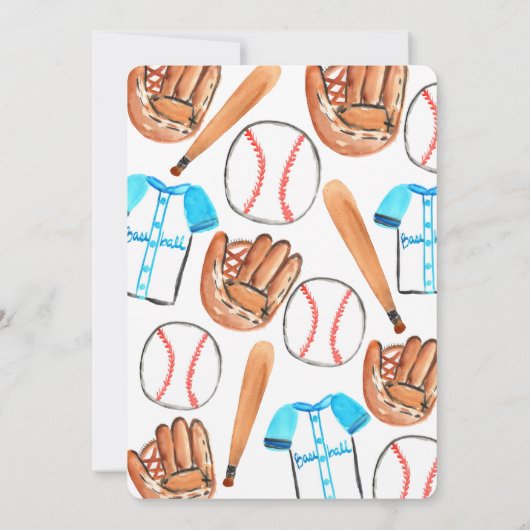 かわいい野球スポーツの誕生日パーティーの招待 招待状 (裏面)