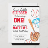 かわいい野球スポーツの誕生日パーティーの招待 招待状 (正面)