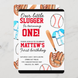 かわいい野球スポーツの誕生日パーティーの招待 招待状