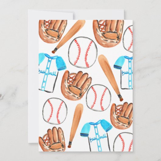 かわいい野球スポーツベイビーシャワーパーティーの招待状 招待状 (裏面)