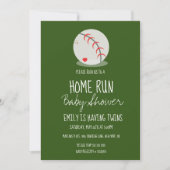 かわいい野球スポーツベビーシャワーグリーン招待状 招待状 (正面)