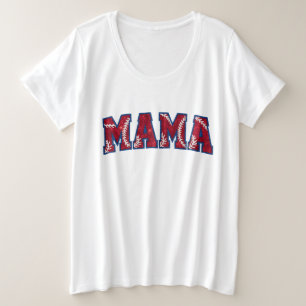 かわいい野球スポーツママ プラスサイズTシャツ