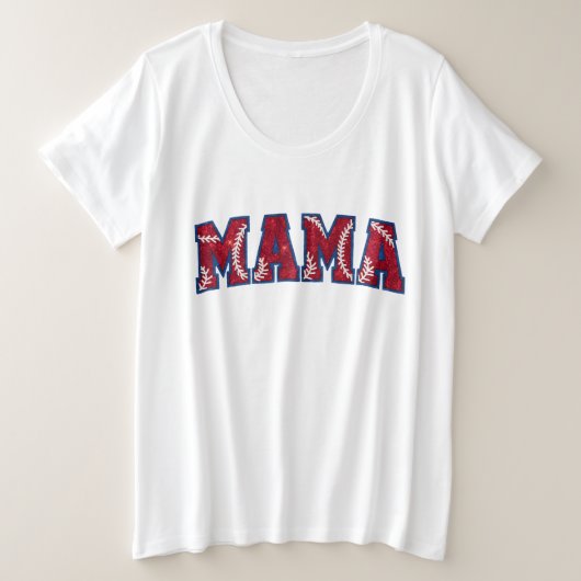 かわいい野球スポーツママ プラスサイズTシャツ (デザイン正面)