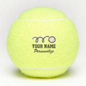かわいい野球スポーツロゴ名前をカスタムするイエロー テニスボール (正面)