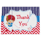 かわいい野球ブランネットヘアボーイ誕生日 ラージペーパーバッグ (正面)