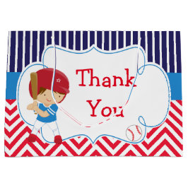 かわいい野球ブランネットヘアボーイ誕生日 ラージペーパーバッグ