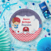 かわいい野球ブランネットボーイバースデーパーティー ペーパープレート (パーティー)