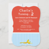 かわいい野球モンキーボーイズ誕生日パーティー 招待状 (裏面)