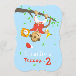 かわいい野球モンキーボーイズ誕生日パーティー 招待状