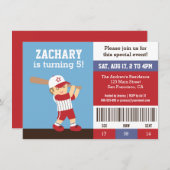 かわいい野球少年バースデーパーティーチケット招待状 招待状 (正面/裏面)