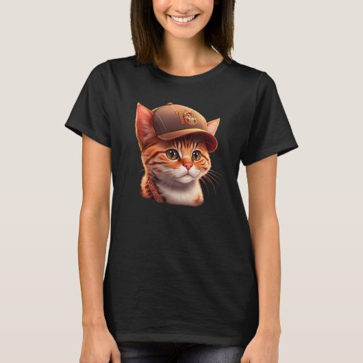 かわいい野球帽（猫被り） Tシャツ (正面)