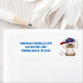 かわいい野球犬の住所 ラベル (インサイチュ)